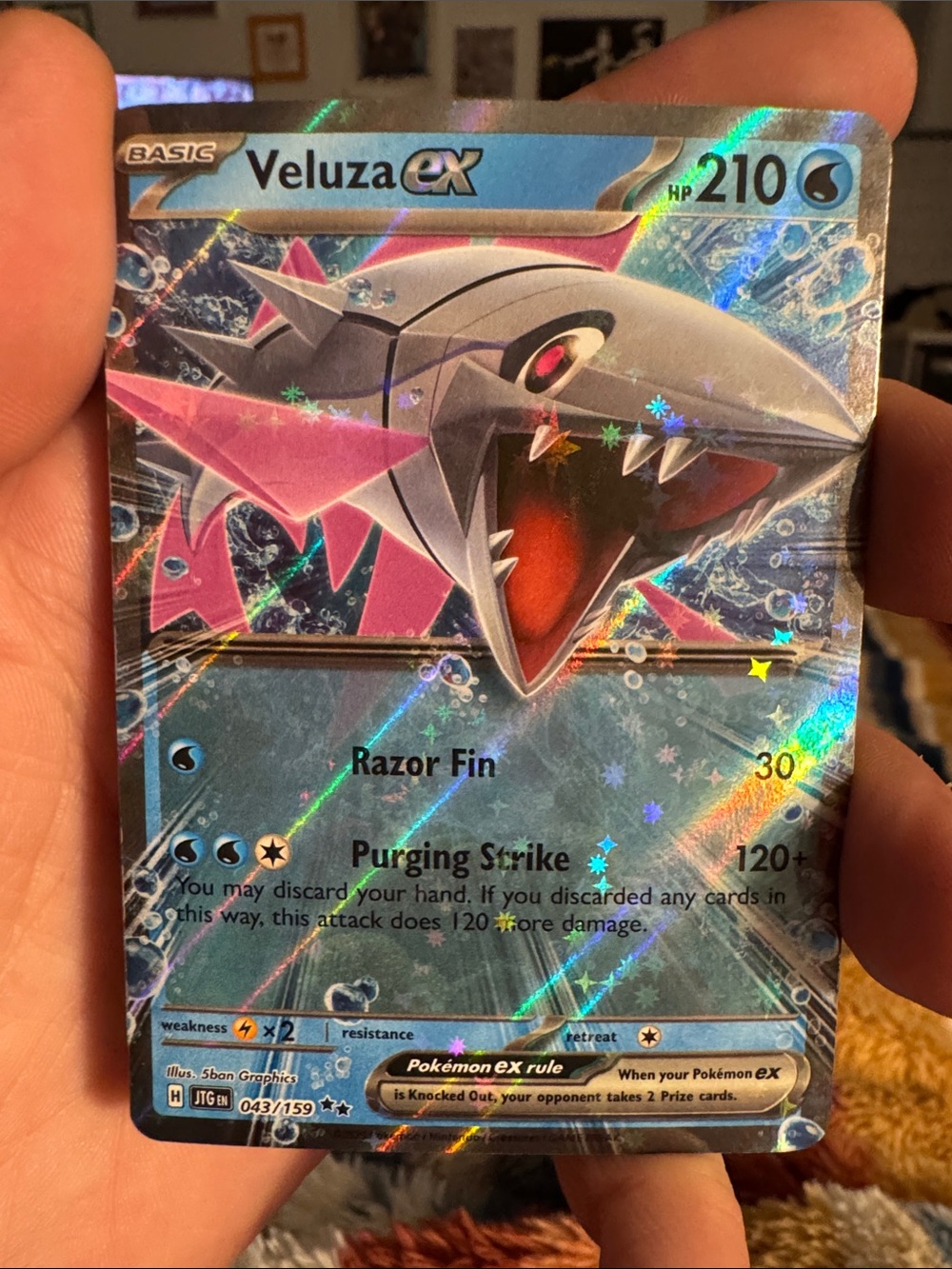 Veluza ex Pokémon Card — Holofoil Pink & Silver Blue Art